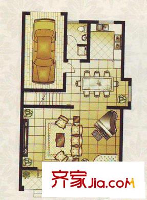 美田富堯山莊戶型圖6、7、8號樓A戶型一層 5室2廳4衛(wèi)1廚