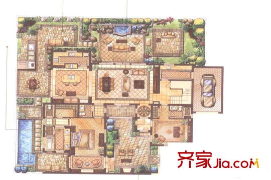 長(zhǎng)泰淀湖觀園聯(lián)排D戶(hù)型 4室2廳3衛(wèi)1廚