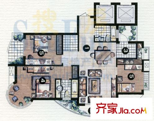 奧林清華別墅戶型圖高層D 3室2廳2衛(wèi)