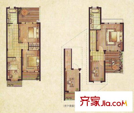 山水映象瀾郡戶型圖A1戶型二層、三層 4室2廳3衛(wèi)1廚