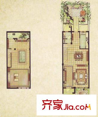 山水映象瀾郡戶型圖A1戶型地下室、一層 4室2廳3衛(wèi)1廚