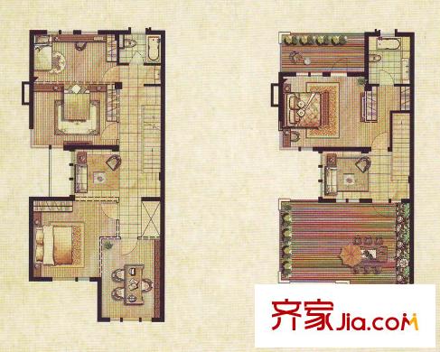 山水映象瀾郡戶型圖A2戶型二層、三層 3室2廳3衛(wèi)1廚