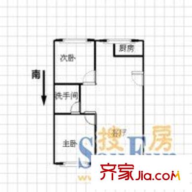 昆山 市北錦苑 戶型圖  2室1廳1衛(wèi)