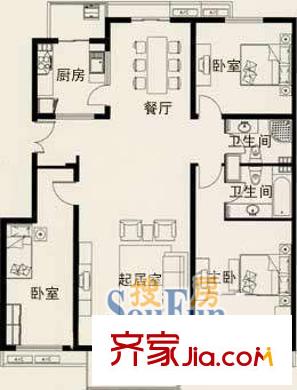 錦亭大廈 三室兩廳兩衛(wèi)一廚