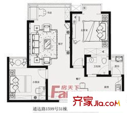 常熟琴湖新村戶型圖戶型圖 2室2廳1衛(wèi)1廚