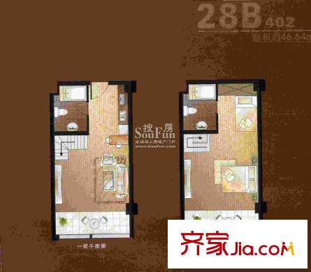 中恒廣場(chǎng)公寓戶型圖戶型圖 1室1廳2衛(wèi)1廚