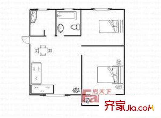 常熟琴湖新村戶型圖戶型圖 2室2廳1衛(wèi)1廚