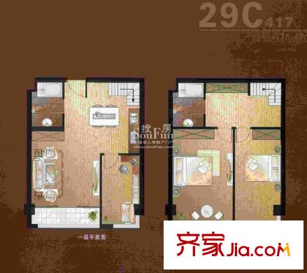 中恒廣場(chǎng)公寓戶型圖戶型圖 3室2廳2衛(wèi)1廚
