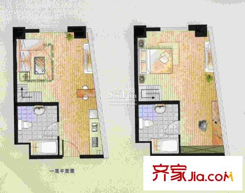 中恒廣場(chǎng)公寓戶型圖戶型圖 1室2廳2衛(wèi)1廚