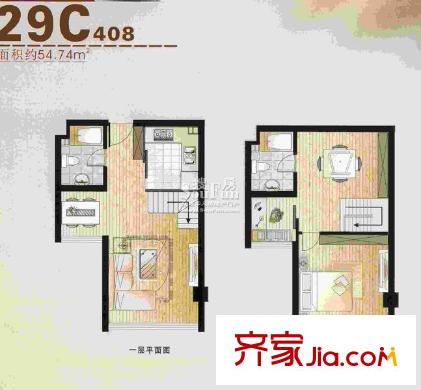 中恒廣場(chǎng)公寓戶型圖戶型圖 2室2廳2衛(wèi)1廚