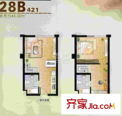 中恒廣場公寓戶型圖戶型圖 1室2廳2衛(wèi)1廚