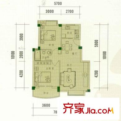 胥口采香一村 2室 戶型圖