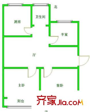 新莊西路小區(qū)戶型圖戶型圖 3室1廳1衛(wèi)1廚