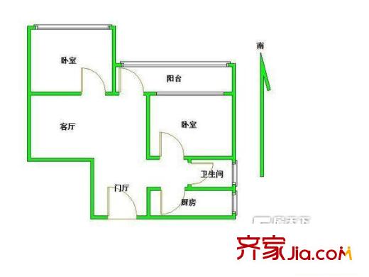 麗致星河戶型圖戶型圖 2室2廳1衛(wèi)1廚