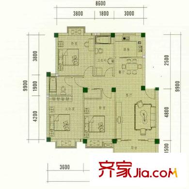 胥口采香一村 3室 戶型圖