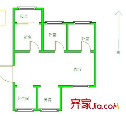 麗致星河戶型圖戶型圖 3室2廳1衛(wèi)1廚