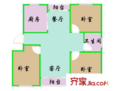 文衛(wèi)新村戶型圖戶型圖 3室2廳1衛(wèi)1廚