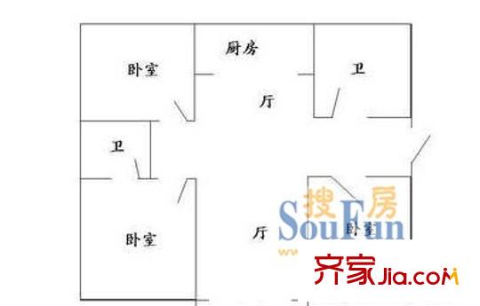 麗水花園戶(hù)型圖戶(hù)型圖 3室2廳2衛(wèi)1廚