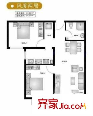 麗水花園戶(hù)型圖戶(hù)型圖 2室2廳1衛(wèi)1廚