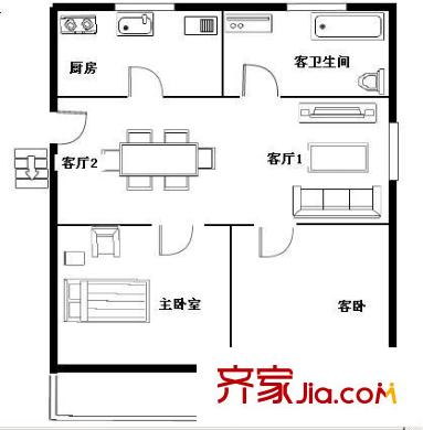 白塔西路小區(qū)戶型圖2室2廳1廚1衛(wèi) 2室2廳1衛(wèi)1廚