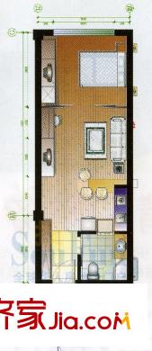 環(huán)龍大廈戶型圖戶型D 1室1廳1衛(wèi)1廚
