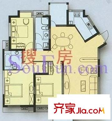 麗水花園戶(hù)型圖戶(hù)型圖 3室2廳2衛(wèi)1廚