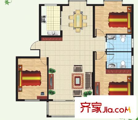 油車弄戶型圖戶型圖 3室2廳2衛(wèi)1廚