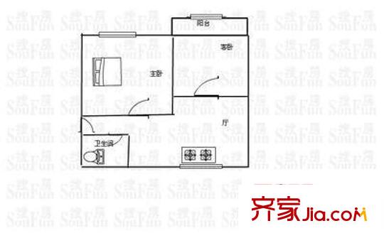 油車弄戶型圖戶型圖 2室1廳1衛(wèi)1廚