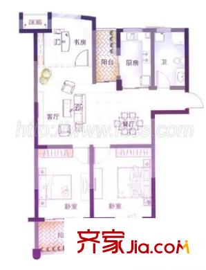 吳模家園 3室 戶型圖