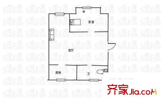 吳淞新村戶型圖戶型圖 1室1廳1衛(wèi)1廚