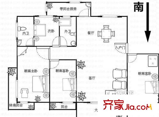 奧林清華世紀(jì)公園戶型圖戶型圖 4室2廳2衛(wèi)1廚