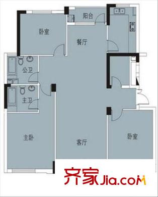 金御華庭戶型圖戶型圖 3室2廳2衛(wèi)1廚