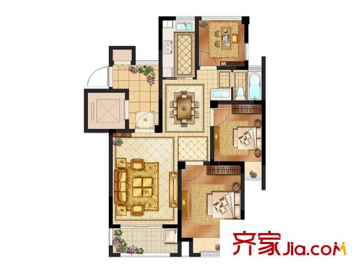 陽(yáng)光景庭7#高層標(biāo)準(zhǔn)層C戶型 2室2廳1衛(wèi)1廚
