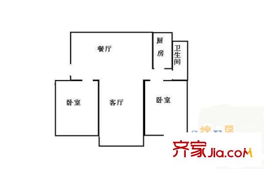 吳淞新村戶型圖戶型圖 2室2廳1衛(wèi)1廚