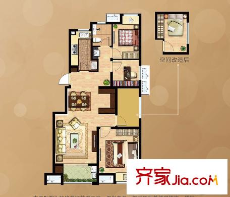 萬(wàn)科北宸之光高層標(biāo)準(zhǔn)層A戶型 3室2廳1衛(wèi)1廚