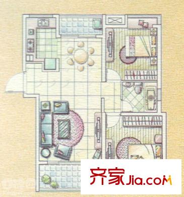 金御華庭戶型圖戶型圖 2室2廳1衛(wèi)1廚