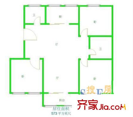 淞澤家園九區(qū)戶型圖 松澤家園九區(qū) 戶型圖 3室2廳2衛(wèi)1廚