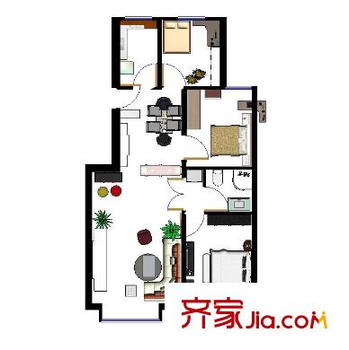簡之韻花園戶型圖 簡之韻 戶型圖 3室2廳1衛(wèi)1廚