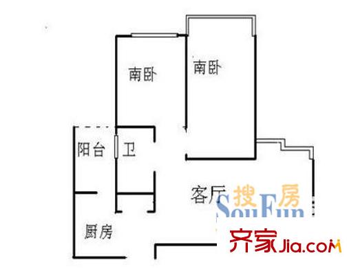 天韻苑戶型圖戶型圖 2室1廳1衛(wèi)1廚