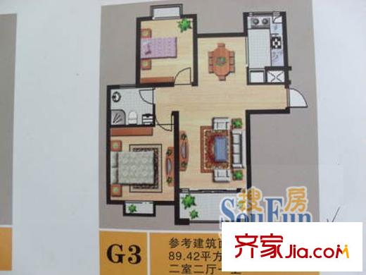天韻苑戶型圖戶型圖 2室2廳1衛(wèi)1廚
