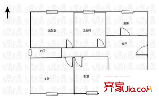 胡家浜小區(qū) 3室 戶型圖
