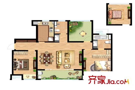 萬科北宸之光3#高層標(biāo)準(zhǔn)層115平方米戶型 3室2廳2衛(wèi)1廚
