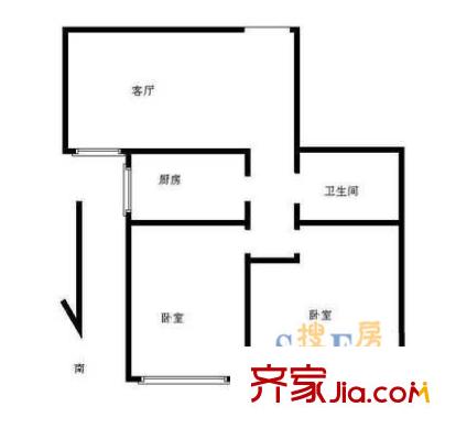 淞澤家園九區(qū)戶型圖 松澤家園九區(qū) 戶型圖 2室1廳1衛(wèi)1廚