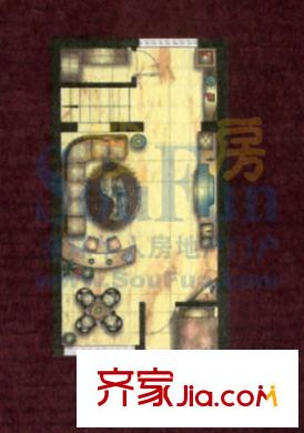 開元碧水灣戶型圖聯(lián)體別墅D型半地下層 1室2廳1衛(wèi)1廚