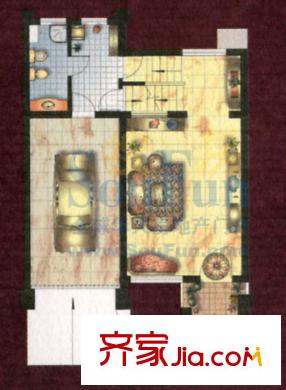 開元碧水灣戶型圖D型一層 1廳1衛(wèi)