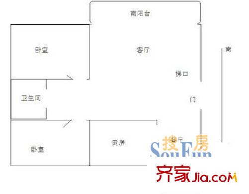迎春家園戶型圖戶型圖 2室2廳1衛(wèi)1廚
