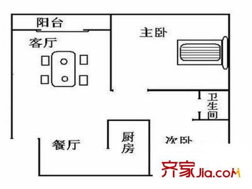 新盛花園(吳中)戶型圖戶型圖 2室2廳1衛(wèi)1廚