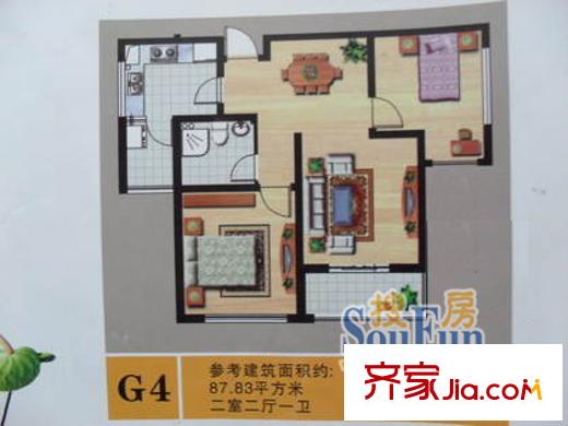 天韻苑戶型圖戶型圖 2室2廳1衛(wèi)1廚