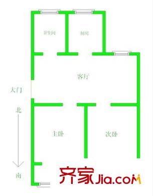 園東新村戶型圖戶型圖 2室1廳1衛(wèi)1廚