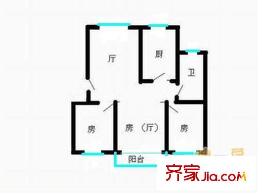 溪東新村三區(qū)戶型圖戶型圖 3室1廳1衛(wèi)1廚
